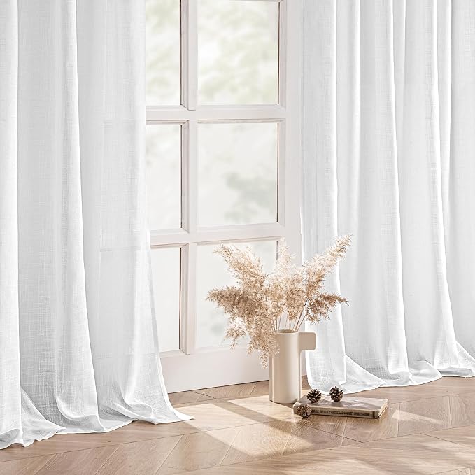 MIULEE White Linen Curtains 108 Inch Long 2 Panels - Image 5