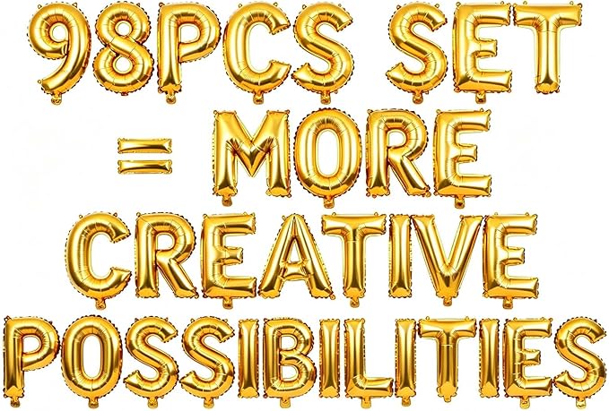 98 Pcs Gold Letter Balloons, Custom 3 Set A-Z Set by GOGAKIE
