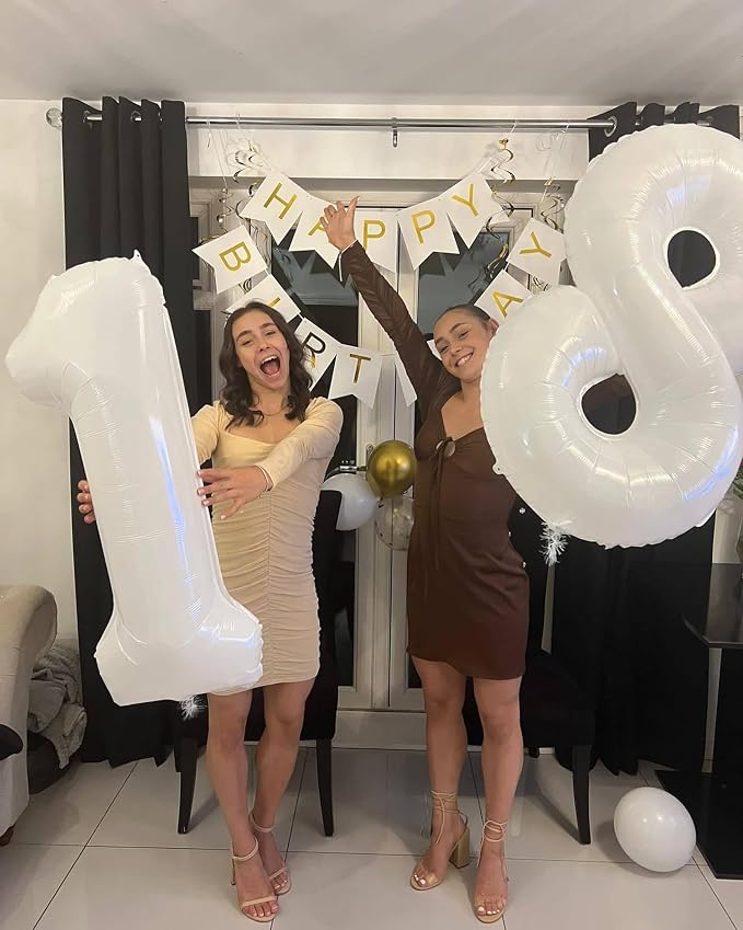 White Number 4 Balloon 40 Inch, 4th Birthday Party Decorations Men Women | Foil - Image 9