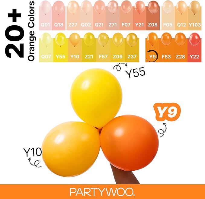 PartyWoo Orange Balloons 140pcs Fall Latex Helium Balloons Different Sizes | 18 - Image 4