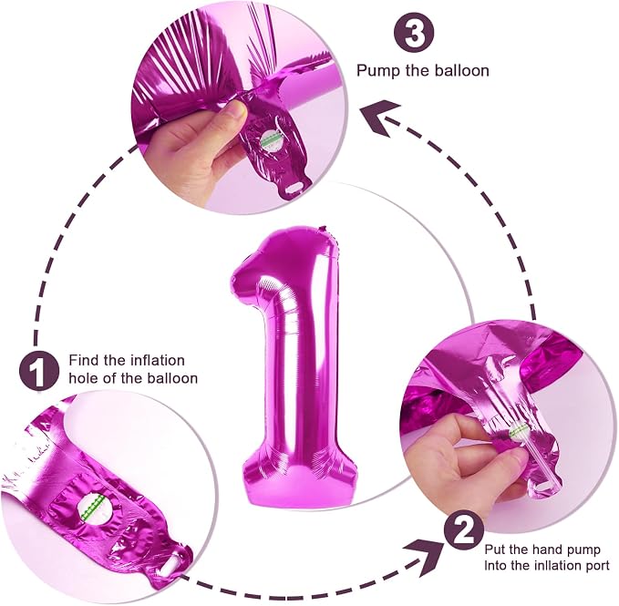 1 Balloon Numbers Birthday Decorations, 40In Rose Purple Balloons - Image 6
