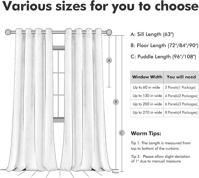 MIULEE Velvet Curtains Golden 52 x 90 Inch Length Set of 2 | Grommet Drapes - Image 8