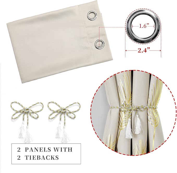 Palm Tree and Wheat Curtains Blackout Energy Saving Curtains Light Filtering - Image 4