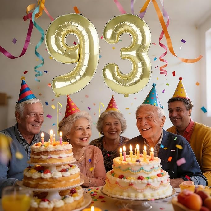 40 Inch Number 93 Balloons for 93rd Birthday Party Decorations, 0-100 Champagne - Image 2
