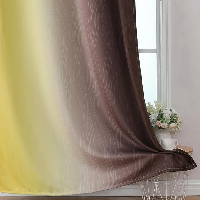Brown and Yellow Gradient Blackout Curtains - Image 6