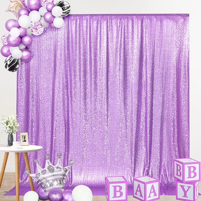 SquarePie 8x10ft Lavender Sequin Backdrop, High Density Non-Transparent Glitter - Image 7