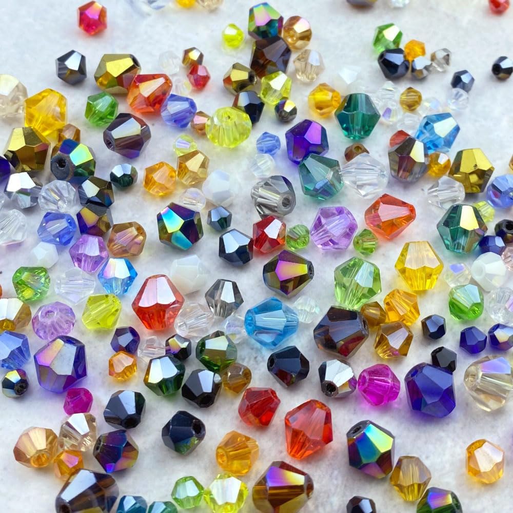 250pcs 6mm Bicone Crystal Glass Beads Loose Spacer Beads Faceted Craft Beads for Jewelry Making DIY Necklace Bracelet Earring Wind Chimes Suncatchers Ornamen(Rose)