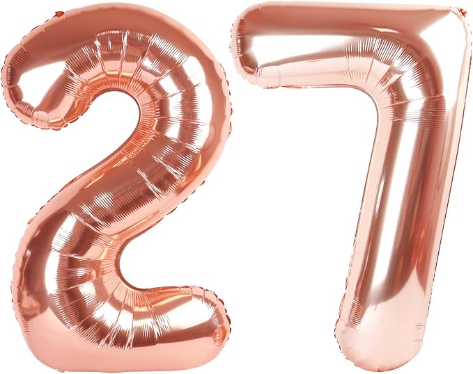 Number Balloons 27 Balloon 40 inch Rose Gold by Enyeopd