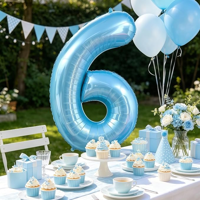 Pastel Blue 2 Balloon Number, Light Blue 2 Balloons - Image 6