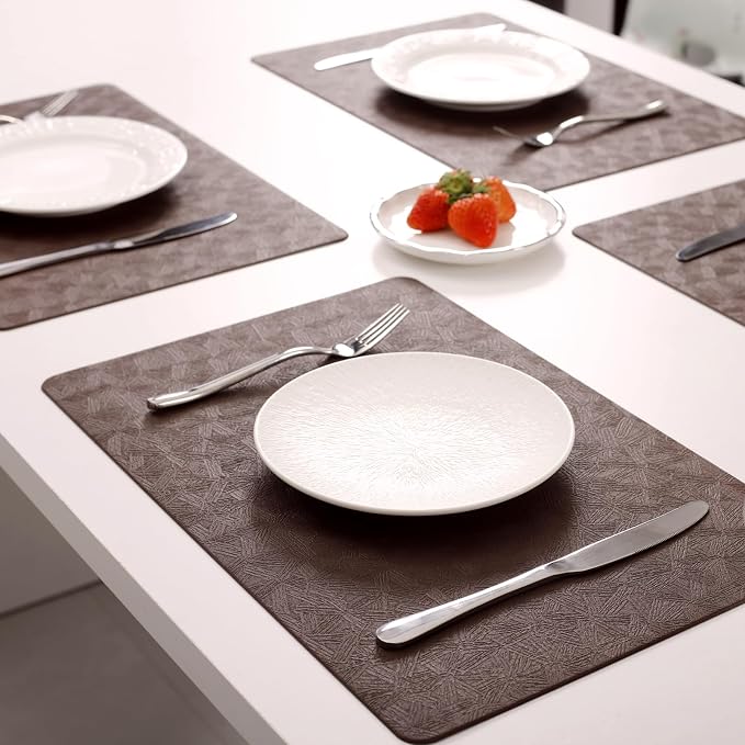 Vinyl Placemats Set of 4 Heat Resistant Easy Clean Non-Slip Place Mats - Image 6