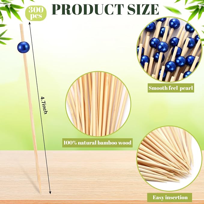 Reallnaive 300 Pcs Cocktail Pick Pearl Fancy Toothpick - Image 3