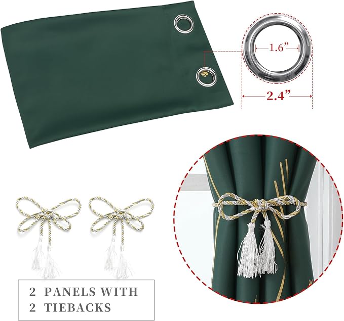 Green Thermal Insulated Blackout Curtains 72 Inches Long - Image 4