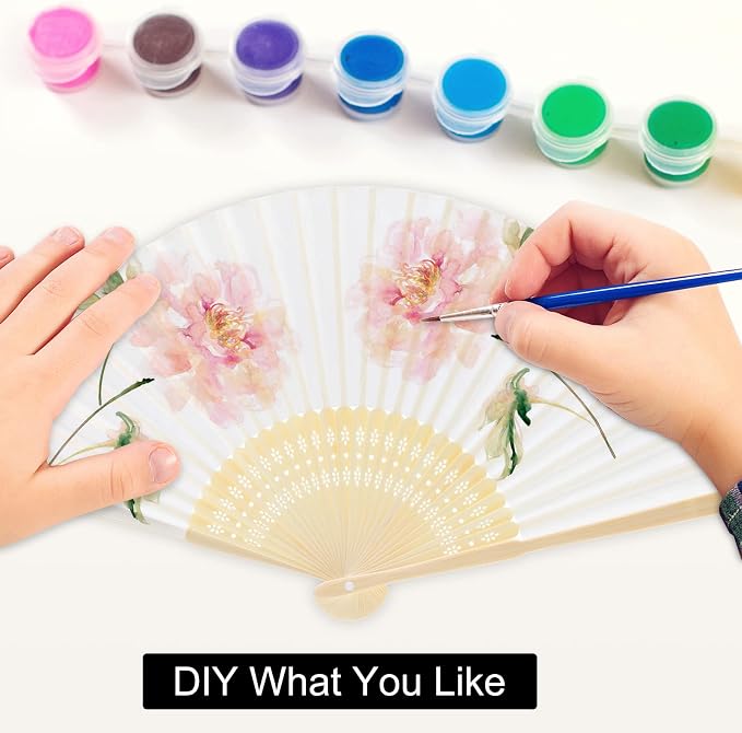 FEPITO 20 Pieces White Handheld Paper Fan | Paper Folding Fans - Image 4