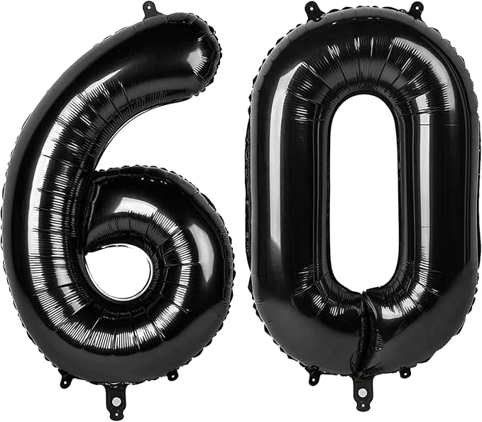 Number Balloons 60 Balloon 40 inch Black by Enyeopd
