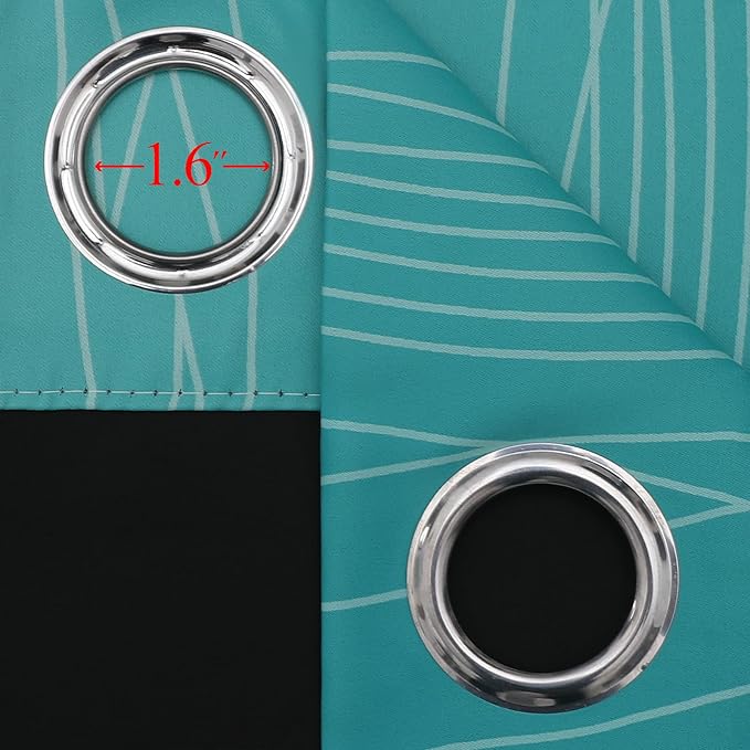 Estelar Textiler Grayish White and Teal Blackout Curtains - Image 7