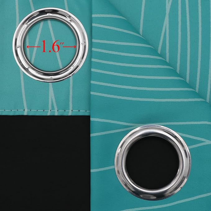Teal and Greyish White Blackout Curtains 54 Inch Length, Light Blocking - Image 7