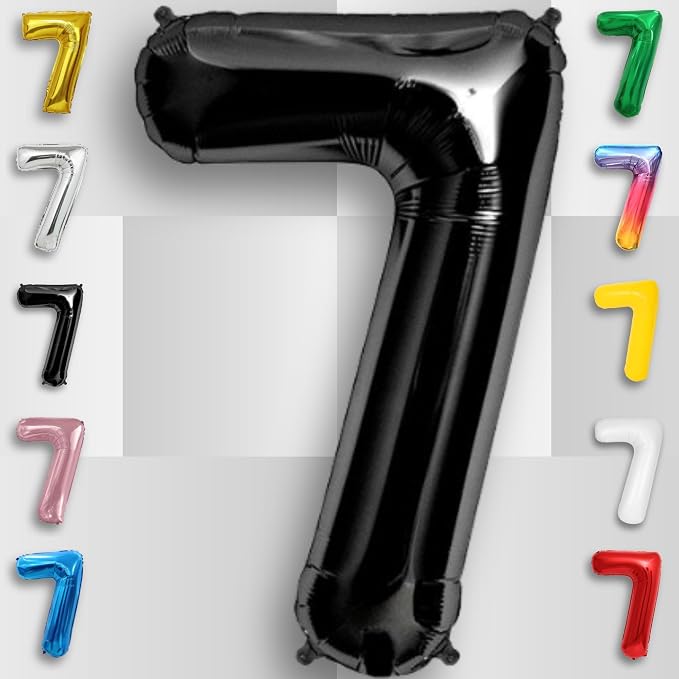 Black Number Balloon 7 Mylar Foil Balloons 40 inch - Image 2