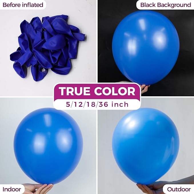 Bezente Royal Blue Latex Round Helium Party Balloons 100 Pack 12 inch | Blue - Image 2