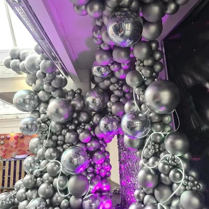 412pcs Metallic Silver Balloon Garland Arch Kit 18 12 10 5 Inch Different Sizes - Image 5