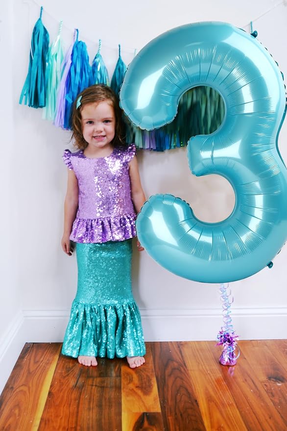 2 Balloon Number 40 Inch Pastel Blue Balloons - Image 4
