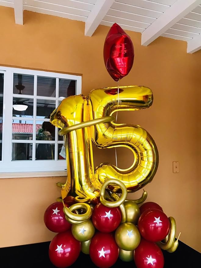 Number Balloons 15 Balloon Gold - Image 3