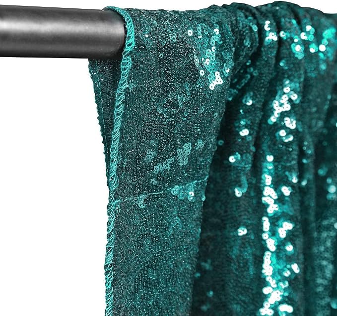 Eternal Beauty Teal Sequin Backdrop Curtains, 2 Panels 2x8FT | 3mm Sparkle - Image 9