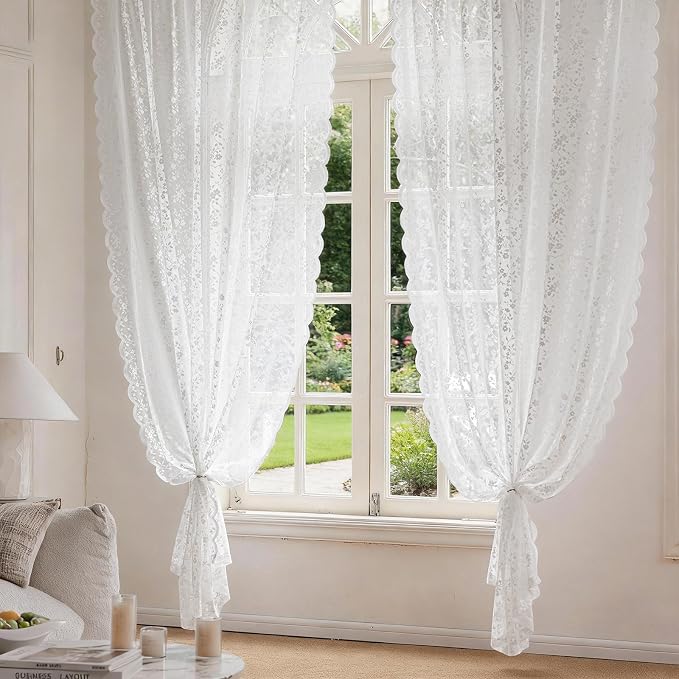 Anmao Vintage Lace Sheer Curtains 96 Inches Long - Image 7