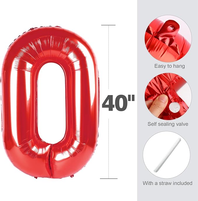 Number Balloons 6 Balloon 40 inch Red - Image 5