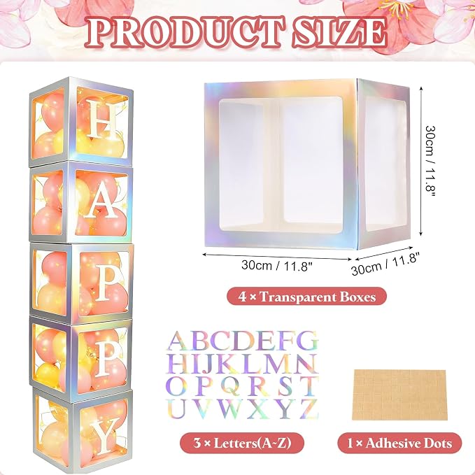 uxcell 4 Pcs Party Balloon Boxes, Transparent Balloon Boxes - Image 2