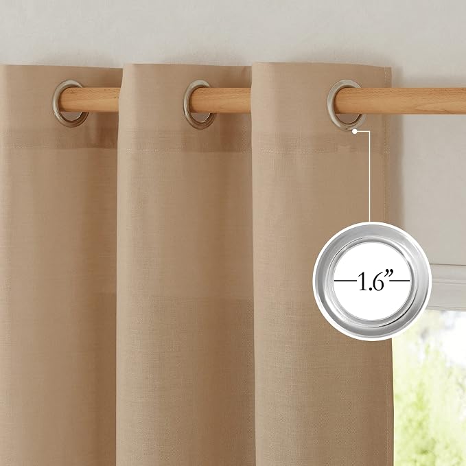 NICETOWN Linen Camel Window Curtains 84 inches Long, Grommet Thick Linen Blend - Image 2