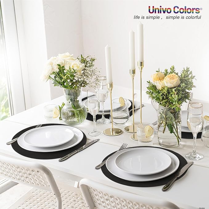 UnivoColors Placemats Round Faux Leather Placemats Set of 8-Waterproof-Wipe - Image 9