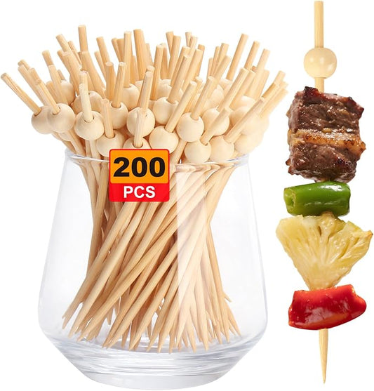 FATLODA 200PCS Cocktail Picks, Natural Fancy Toothpicks by FATLODA