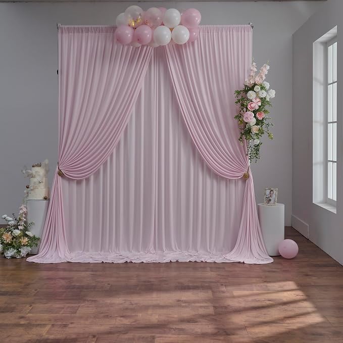 10 ft x 50 ft Baby Pink Backdrop Curtains - Image 4