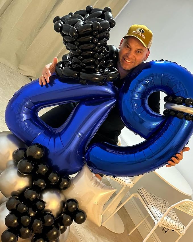 2 Balloon - Night Blue Birthday Number Balloons, 40 Inch Party Decorations | - Image 3