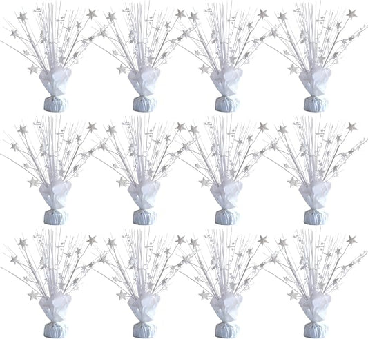 12 Pack White Foil Spray Centerpieces Stars Brust Table Centerpieces by Egolot