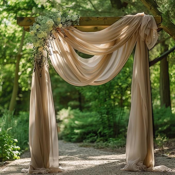 Nude Wedding Arch Draping Fabric Backdrop Drapes Sheer 2 Panels | 28.7"x20FT - Image 3
