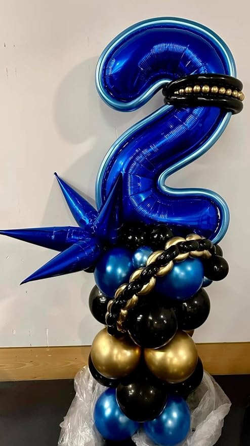 2 Balloon - Night Blue Birthday Number Balloons, 40 Inch Party Decorations | - Image 7