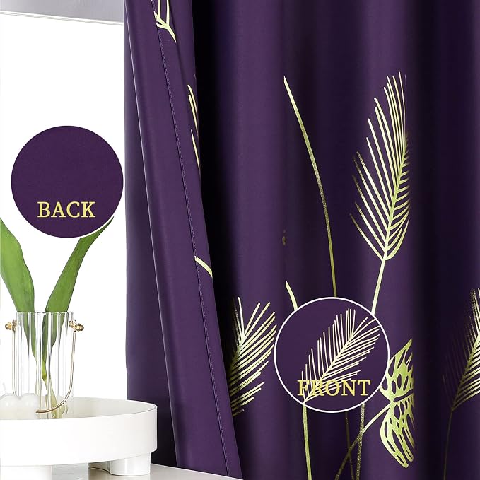 Purple Blackout Curtains & Drapes 90 Inch Length 2 Panels Set - Image 3