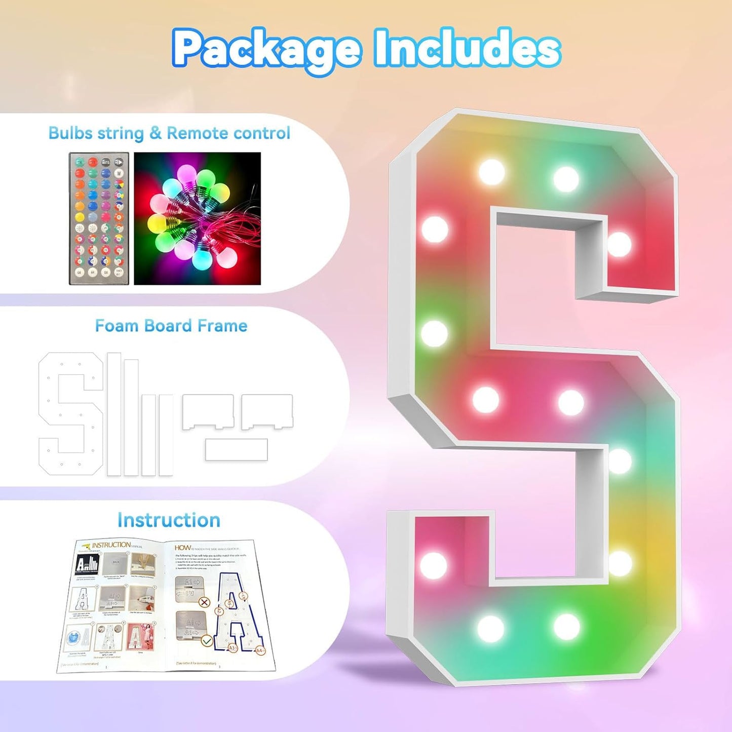 Ledido 4FT Marquee Light Up Letters, 34 Colors Changing Marquee Letter 4 Feet Tall with Remote, Big Letters for Party Wedding Graduation Birthday Decorations, Large Light Up Letter W
