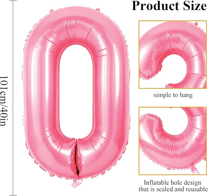 Number 10 Balloons for 10th Birthday Party Decorations, 0-100 Large No.10 - Image 2