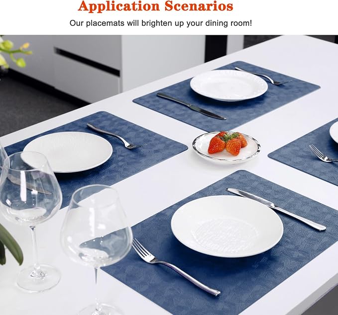 Vinyl Placemats Set of 4 Heat Resistant Easy Clean Non-Slip Place Mats - Image 5
