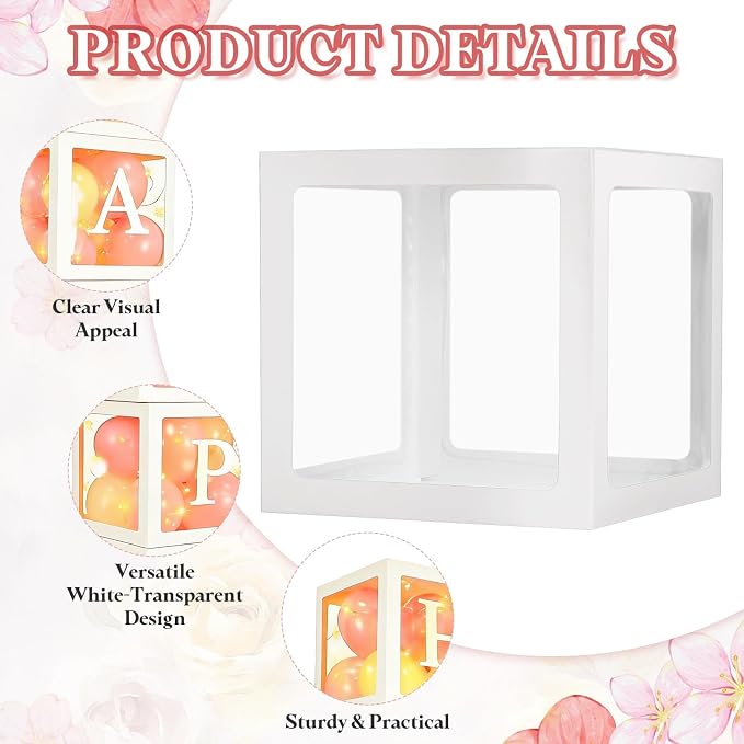 uxcell 5 Pcs Party Balloon Boxes, Transparent Balloon Boxes - Image 3