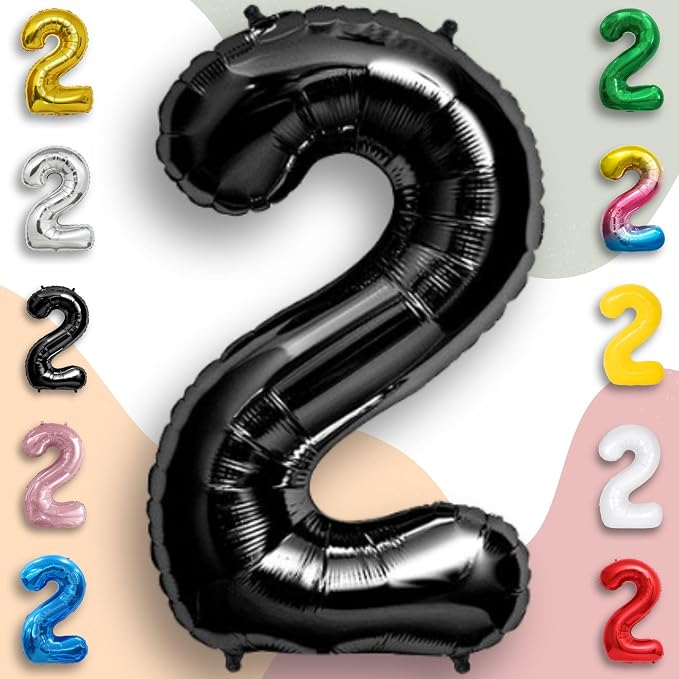 Black Number Balloon 2 Mylar Foil Balloons 40 inch - Image 5