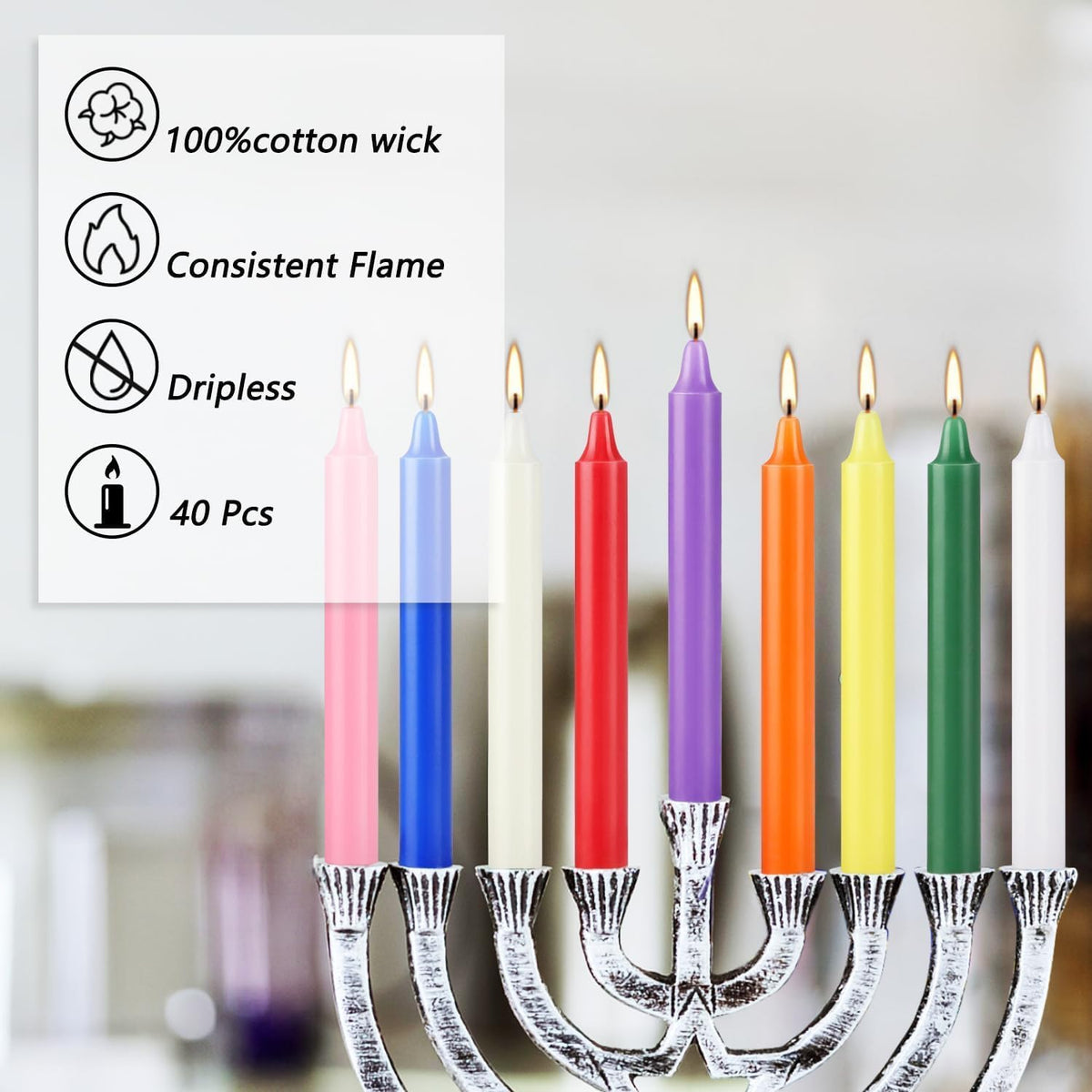 40 Pack Spell Chime Candles-4 Inch Multi-Colored Taper Candles Sticks-for Home Decor Kitchen Decor Wedding Decoration-10 Colours