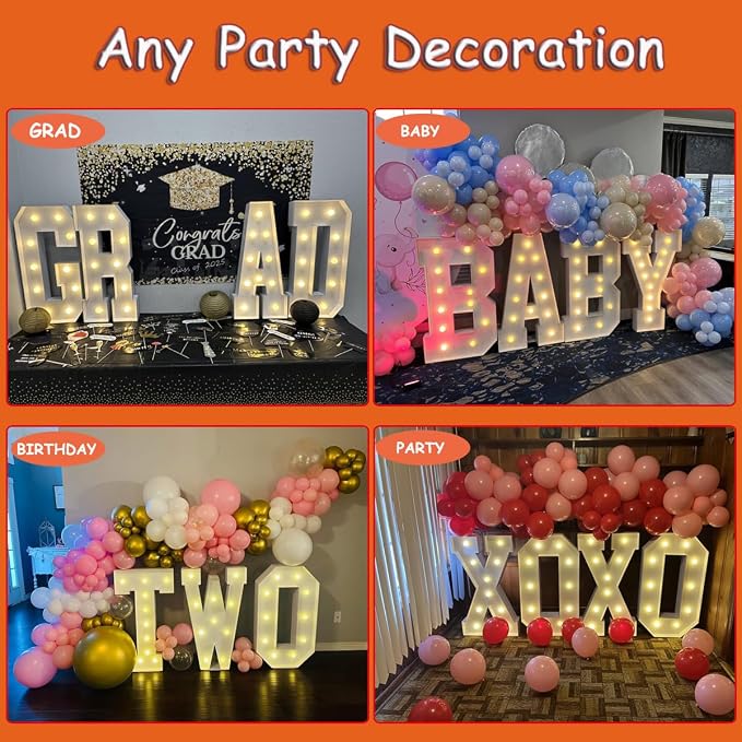 4FT Marquee Light Up Letters, Large Marquee Letters, Mosaic Balloon Frame - Image 7