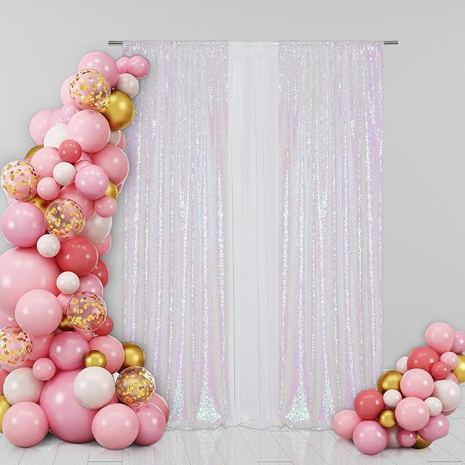 Eternal Beauty Iridescence Sequin Backdrop Curtains, 2 Panels 2x8FT | 3mm - Image 9
