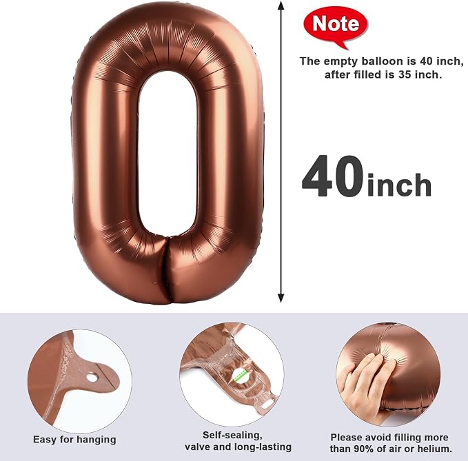 Number Balloons 40 Inch Coffee 0 Balloon - Image 5