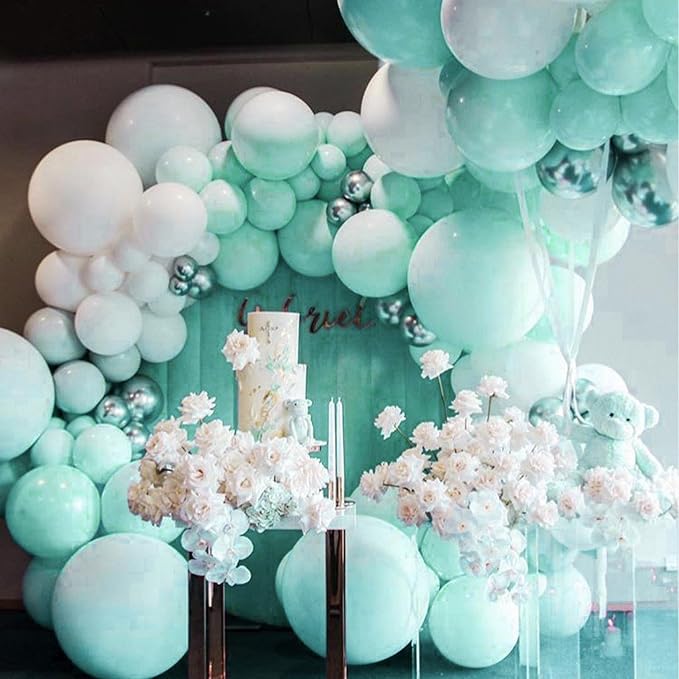 PartyWoo Teal Balloons 127pcs Turquoise Latex Balloons Different Sizes | 36 18 - Image 5