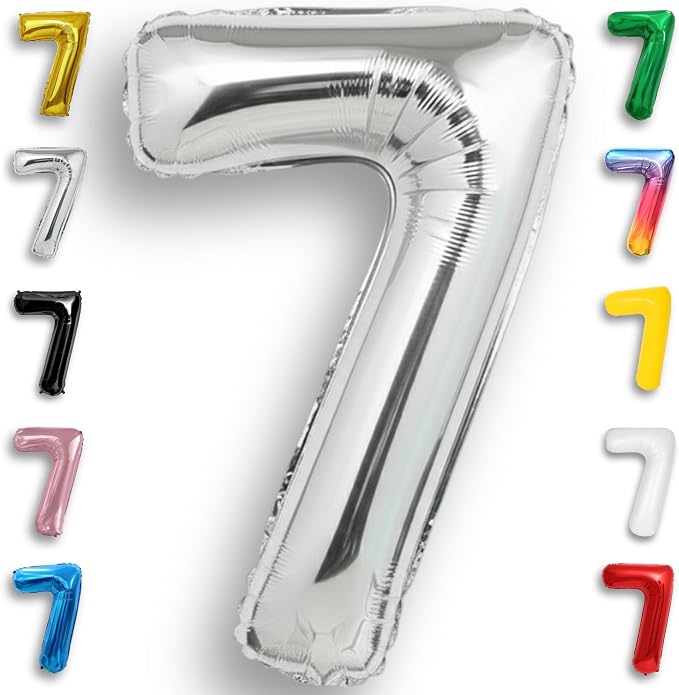 Silver Number Balloon 7 Mylar Foil Balloons 16 inch Small by Unknown