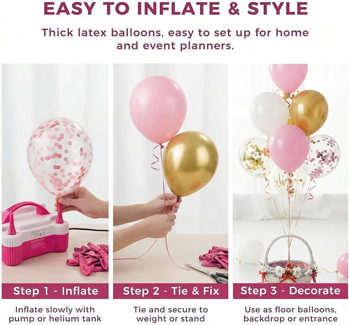 LovesTown Pink Gold and White Balloons - Image 6